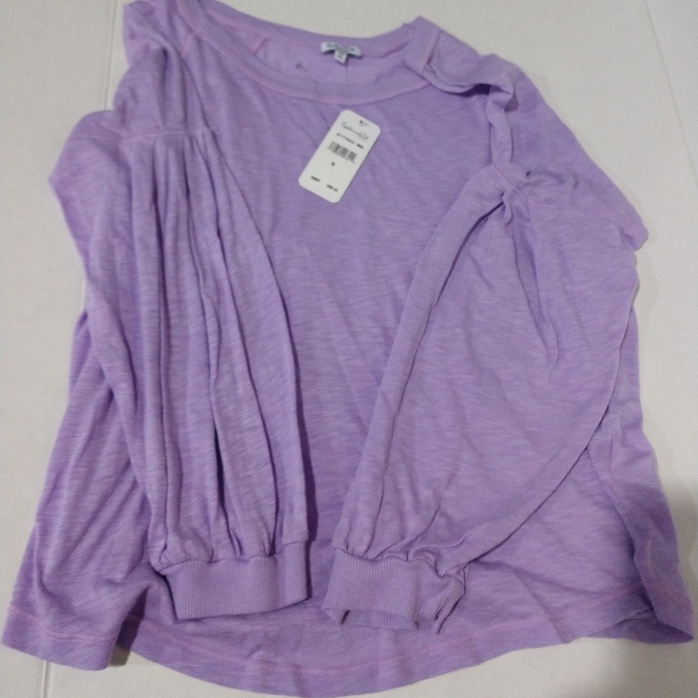 Splendid Light Purple Cotton Long Sleeve Shirt, M